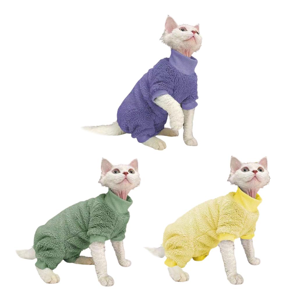 Einfarbiger Katzenpullover für kleine bis große Katzen Winddichter dicker Mantel für Winter Outdoor