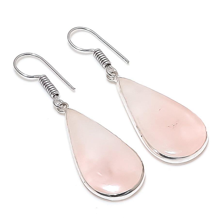

Natural Rose Quartz Gemstone 925 Sterling Silver Jewelry Earring 1.77 i5O77