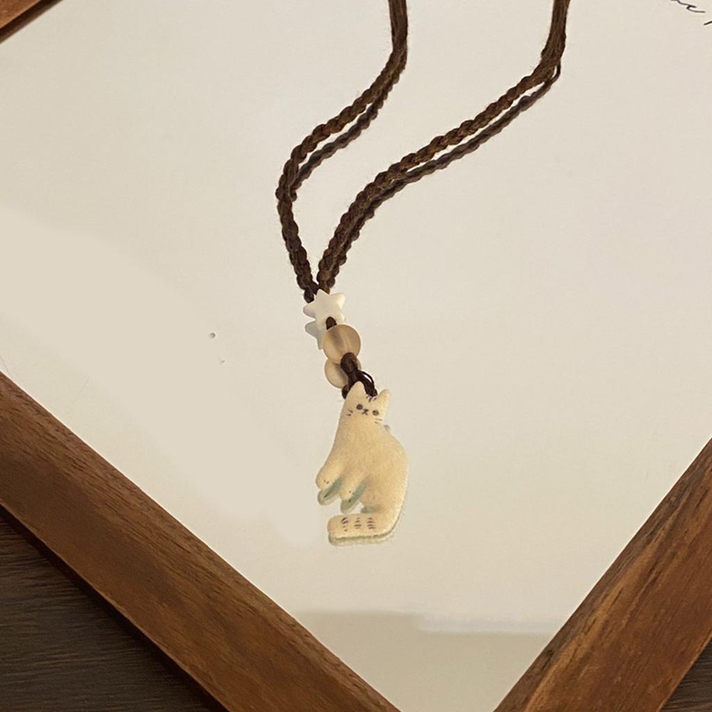 Cats Pendant Necklace Adjustable Flocking Rope Clavicle Chain Unique Gift For Cats Lovers And Fashion Enthusiasts