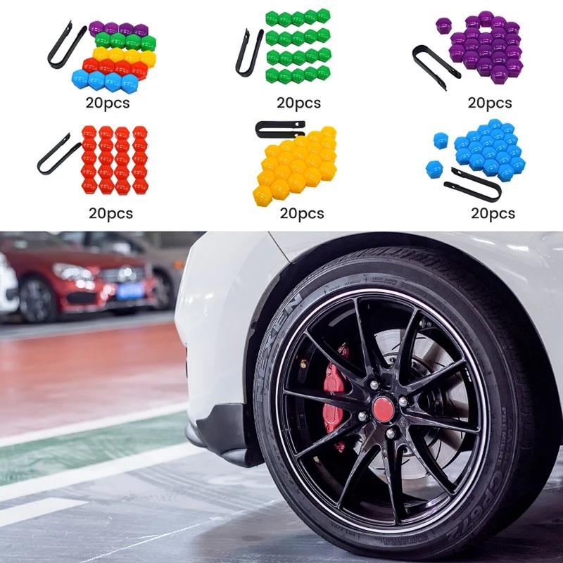 20 Stück/Set 17mm Auto-Radmutternkappen Schutzabdeckungen Kappen Rostschutz Auto-Radnabe Schraubenabdeckung Auto-Reifenmutternbolzen Außendekoration