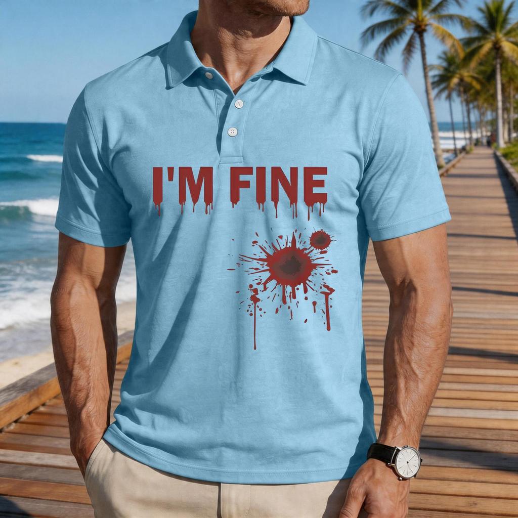 Men's Casual Short Sleeve Polo Shirt Loose Fit Halloween Graphic Print Lightweight Comfortable Top for Everyday Wear