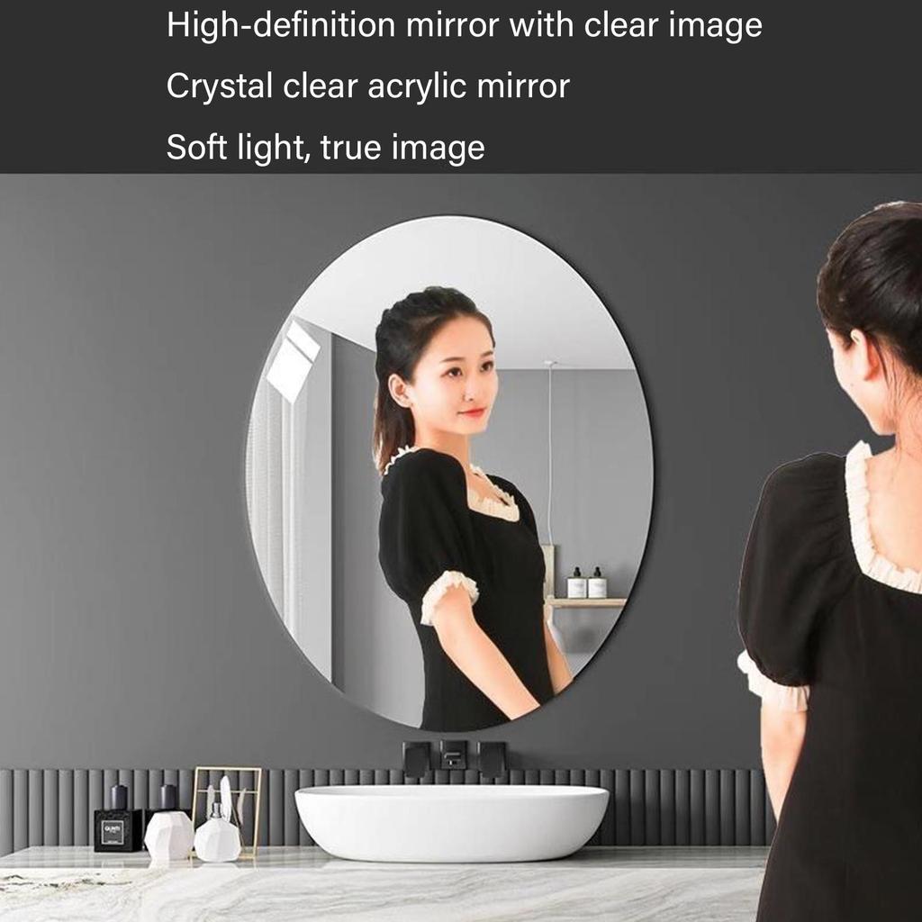 20-40CM Round Mirror Sticker Self-adhesive Bathroom Decorative Acrylic Mirror Mural Decals Bedroom Living Room Vanity Mirrors