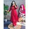 Red Hand Block Printed Cotton Kurta Cord Set Women's Ethnic Kurti Palazzo Set