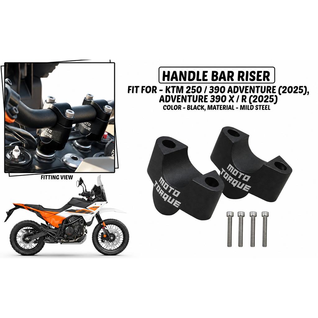 Black Handle Bar Riser "Fit For KTM Adventure 250/390, Adventure 390 X/R (2025)"