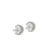 Korean Style High-End White Drip Oil Stud Earrings with Rhinestones for Women - Retro Fashion Simple Ear Jewelry
