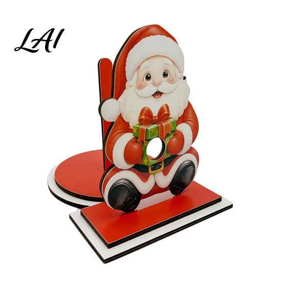 Wooden Kitchen Roll Dispenser Christmas Paper Towel Holder Decorative Vertical Dispenser Festive Countertop Stand Stable Weighted Base Organizer for