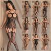 Transparent lingerie open gear radical perspective temptation women's one-piece netwear uniform black stockings