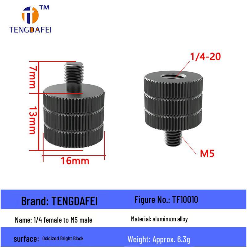 Reversible 1/4" Male To 3/8" Female Adapter for Camera Tripod Ball Head with M4-M8 Conversion Screws