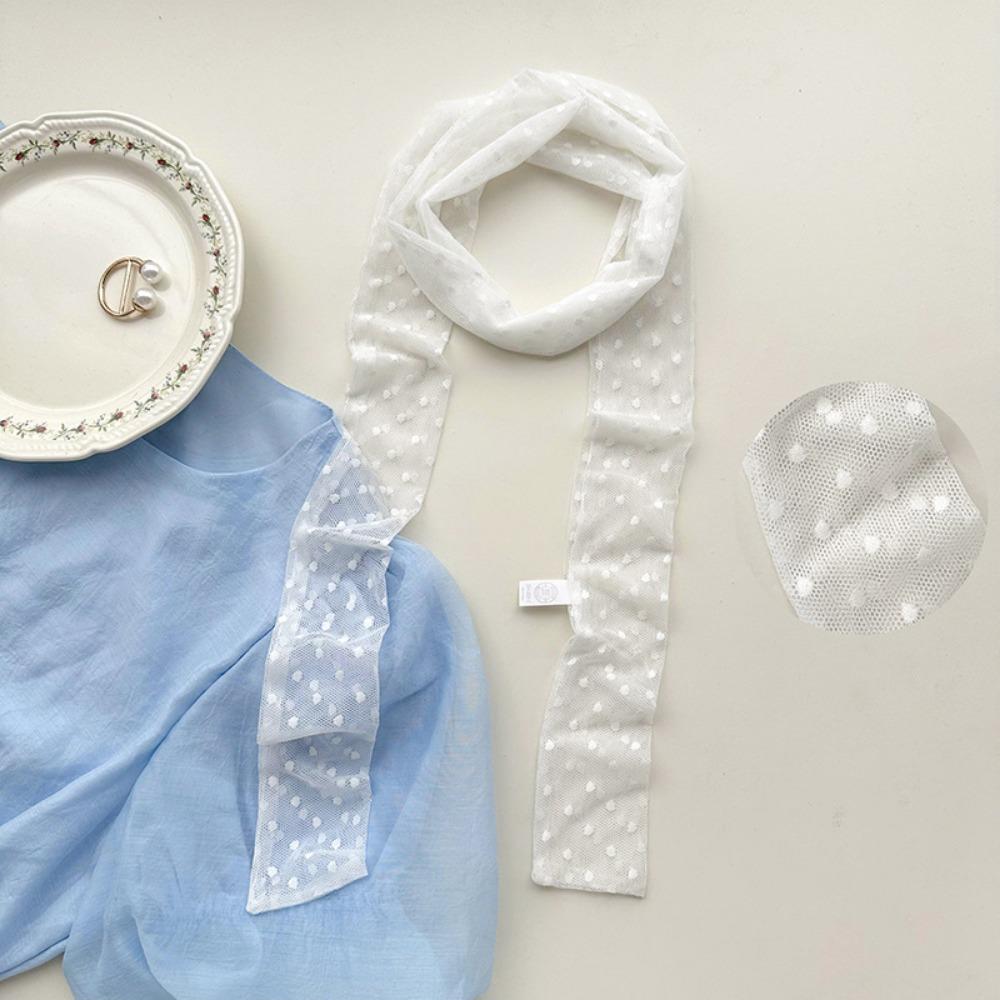 White Black Lace Long Scarf French Style Long Ribbon Trendy Neck Strap  Women