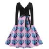 Women's Casual Fashion V Neck Long Sleeve Cute Printed Vintage Long Dress