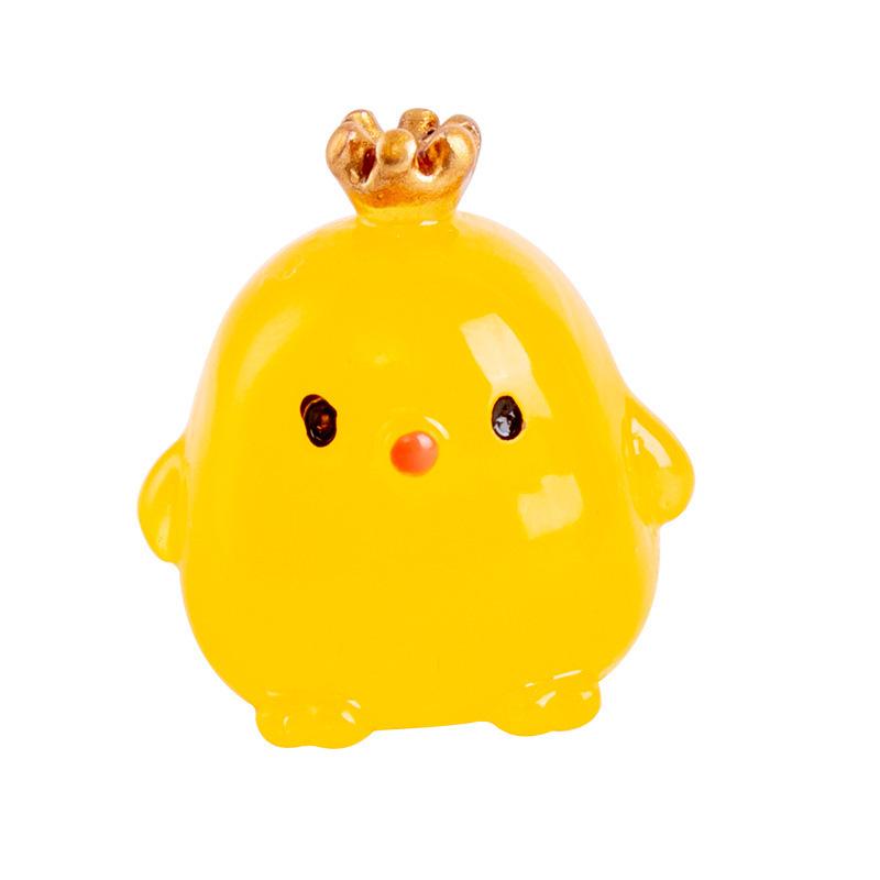 Cute Crown Chicken Mini Luminous Ornament for Car and Home Decor