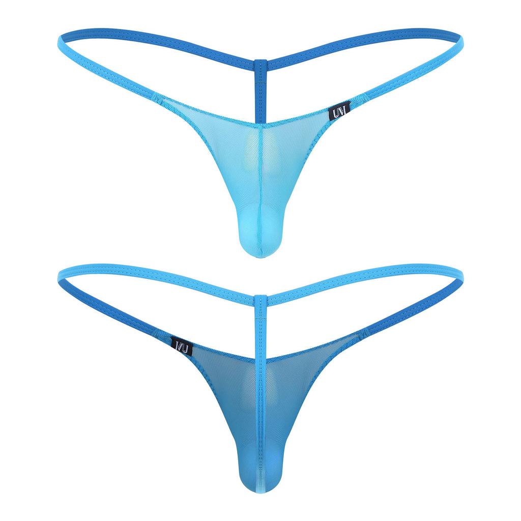 Pánské spodní prádlo tanga s průhlednou síťovinou Sexy průhledné pánské bikiny kalhotky s nízkým vzestupem