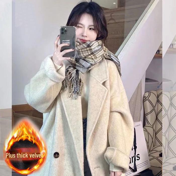 Hepburn Style Woolen Coat - 2023 Autumn/Winter, Korean Loose Fit, Small & Medium-Long Women's Size