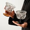Leichter Luxus Geprägtes Sonnenblumen-Hoher Stiel Glas Eisbecher Joghurtbecher Dessertbecher Milchshake-Becher