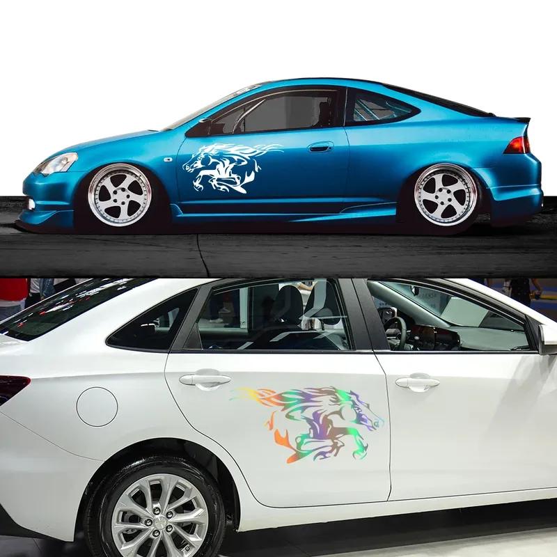 2 Stück Galoppierendes Pferd Aufkleber Auto Karosserie Seite Vinyl Aufkleber Dekoration LKW Transporter Pick-up Grafiken Wasserdicht Auto Dekor Zubehör