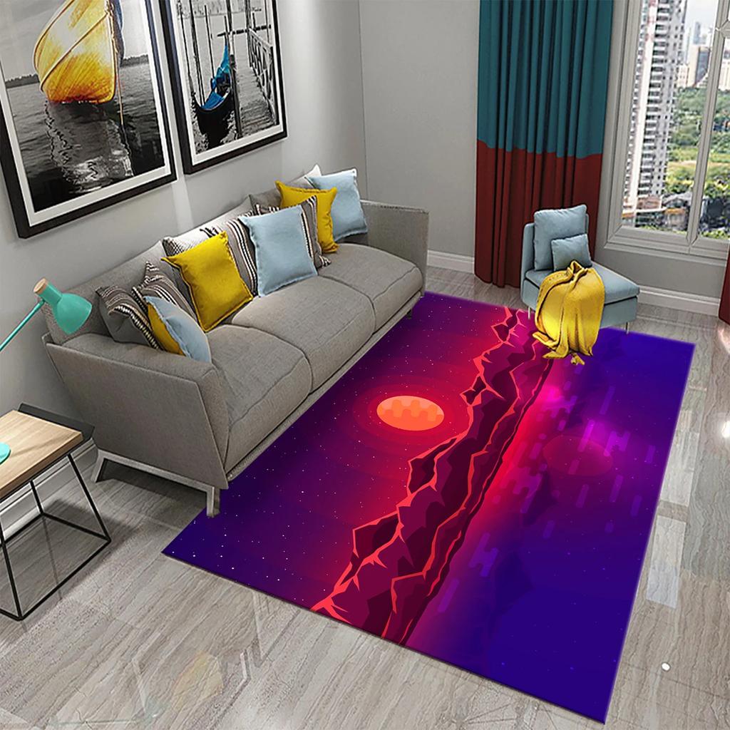 Purple Carpet Modern Art Rug Printed Rectangle Area Rugs for Adult Yoga Mats Living Room Bedroom Flat Mat Decorative Door Mat
