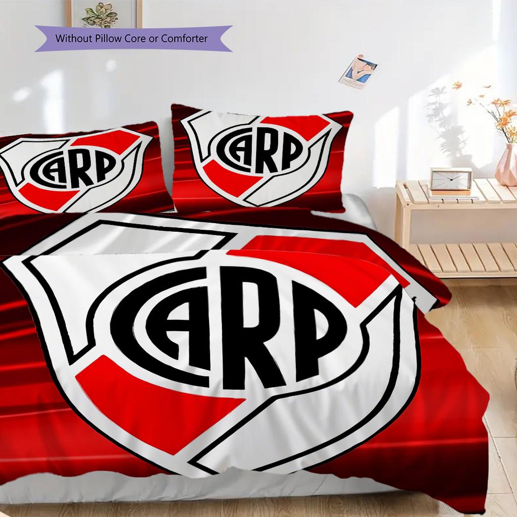 River Plate Logo Pattern Bedding Quilt Set Quilt Cover Pillowcase Home Decoration Birthday Gift (1 * Duvet Cover + 2 * Pillowcase, Without Core)