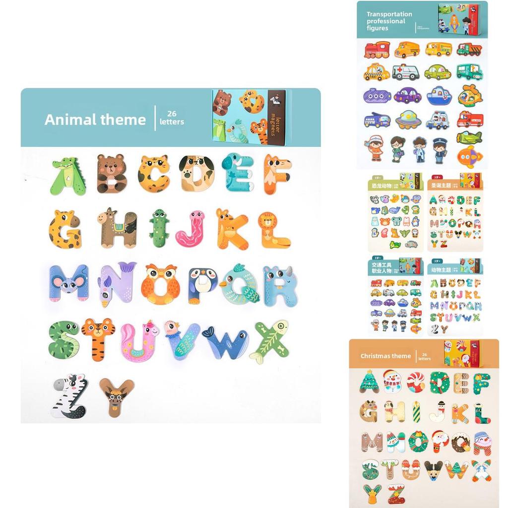 Children Christmas Animal Dinosaur Traffic Theme Magnetic Sticker Toy For Early Development