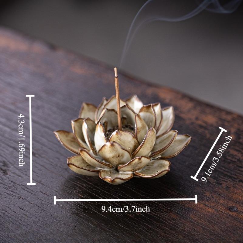 1pcs Creative Handmade Incense Holder Lotus Plate Burner Home Indoor Retro Base Ceramic Ornament Safe Material