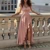 Sommer neue Damenbekleidung, modisches schräges Schulter hoch tailliertes unregelmäßiges Kleid Kleid