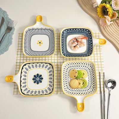Nordic Style Ceramic Steak Plate Set - 2p/4p Family Cutlery Set Mixed Colors - 1 Plate/Plate Set