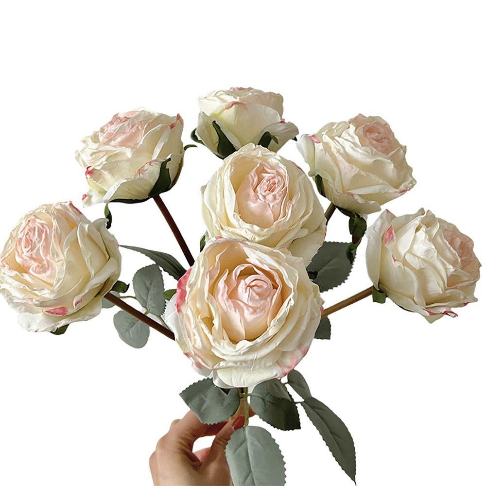 7 Stück/Bündel Mehrfarbige Simulationsrose 7 Köpfe Kunstblume Brautstrauß