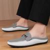 Fashion Men's Breathable Muller Shoes Hollow Out Genuine Leather Slip-On Walking Shoes Fashion Casual Flats Non-Slip Mens Slip on Shoes
