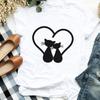 Women Lady Cartoon Cat Coffee Life Pet Cute Trend Fashion Print Tshirt Shirt Clothes Top Graphic Female T Tee Womens Tshirt