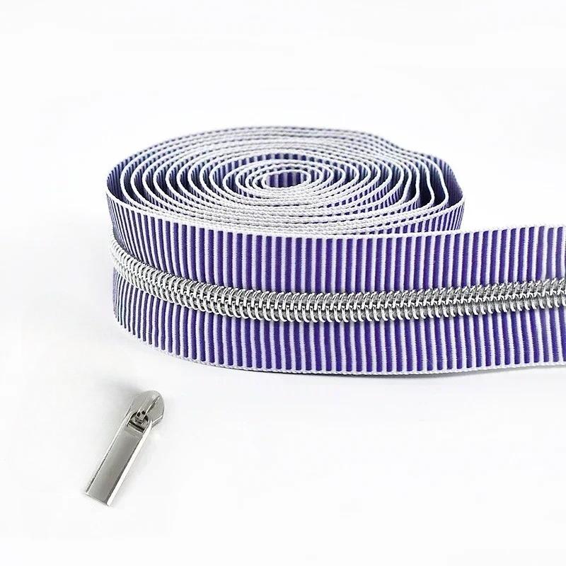2-5Meters 5# Meetee Striped Nylon Zippers Tape for Sewing Plastic Roll Coil Zip By The Meter Zipper Closure Garment Accessories