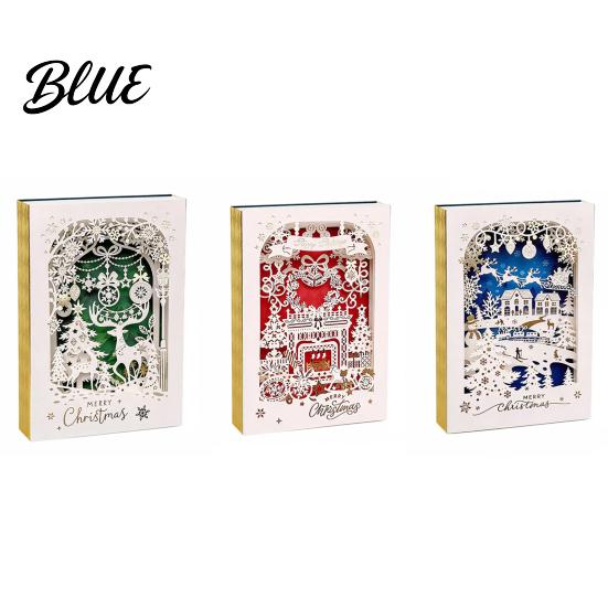 Seasonal Gift Notes 3D Christmas Cards with Envelope Hollow Carving Winter Holiday Greeting for New Year Xmas Party Family Friends Handmade Festive