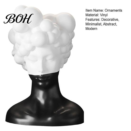 Versatile Model Room Display Modern Abstract Bust Statue, Man Portrait Sculpture, Minimalist Black And Stylish Vinyl Art Pieces White Ornament