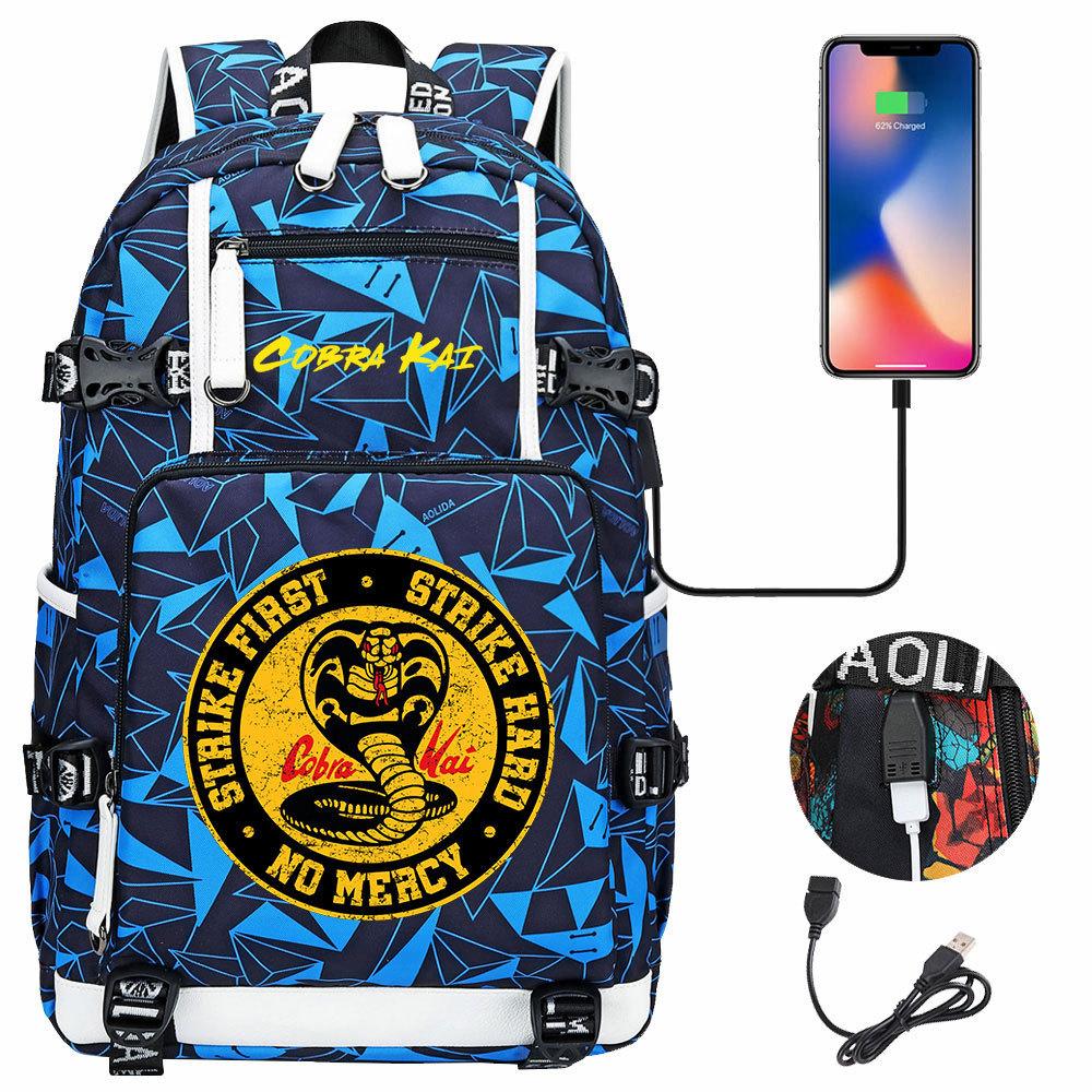 American Drama Cobra Print USB Teen Student Schoolbag Men and Women Leisure Large Capacity Travel Backpack