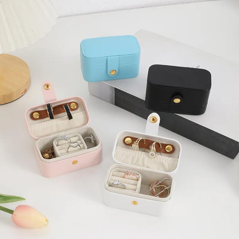 Mini Portable Jewelry Storage Organizer Travel PU Leather Storage Boxes Earring Necklace Display Ring Jewel Holder Boxes
