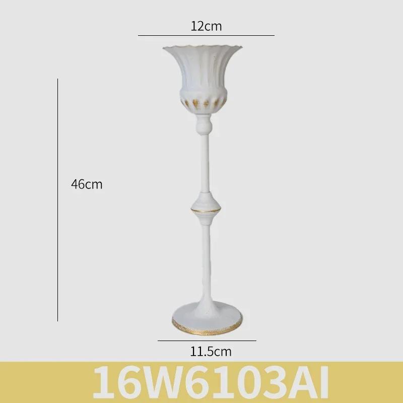 European White Iron Art Vase Florist Tall Cup Shape Flower Vase Arrangement Ornament Hotel Banquet Party Desktop Decoration