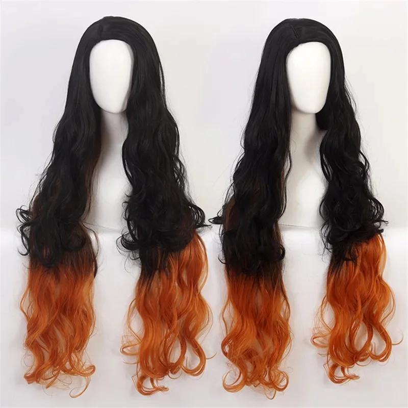 Anime Nezuko Cosplay Kamado Nezuko Cosplay Costume Nezuko Wig Uniform with Props for Adult Kids Halloween Carnival Costumes