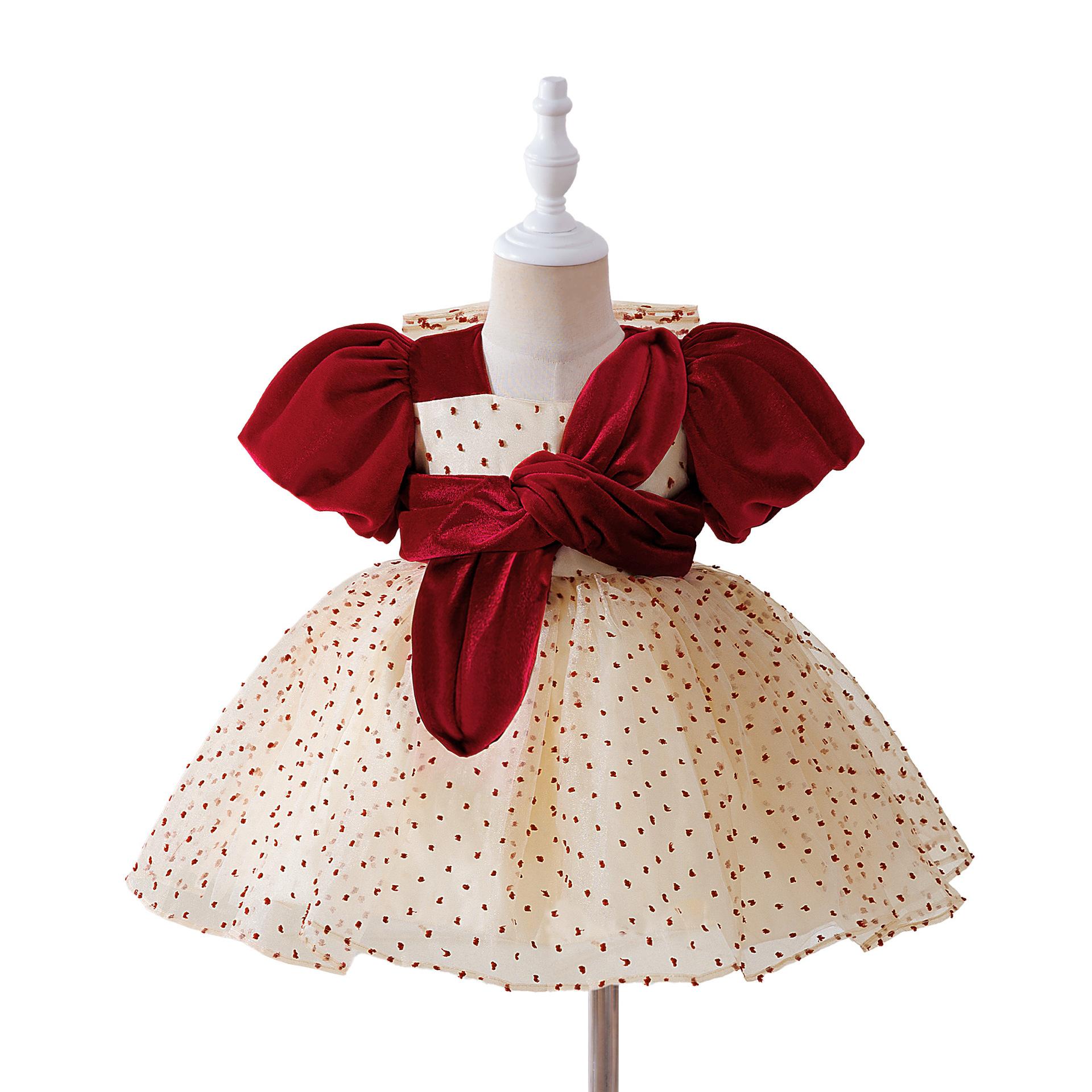 

Свадебное платье для девочки-цветочницы, крестильное платье для малышки на 1 год, одежда для девочки, платье принцессы, свадебное кружевное платье для вечеринки, детский костюм L3096 90 красный