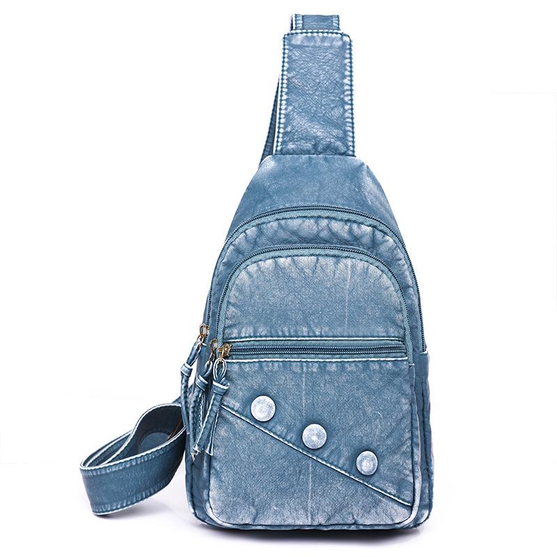 Women's New Korean Version of Soft Leather Backpack Simple Casual and Versatile Chest Bag One-shoulder Crossbody Bag