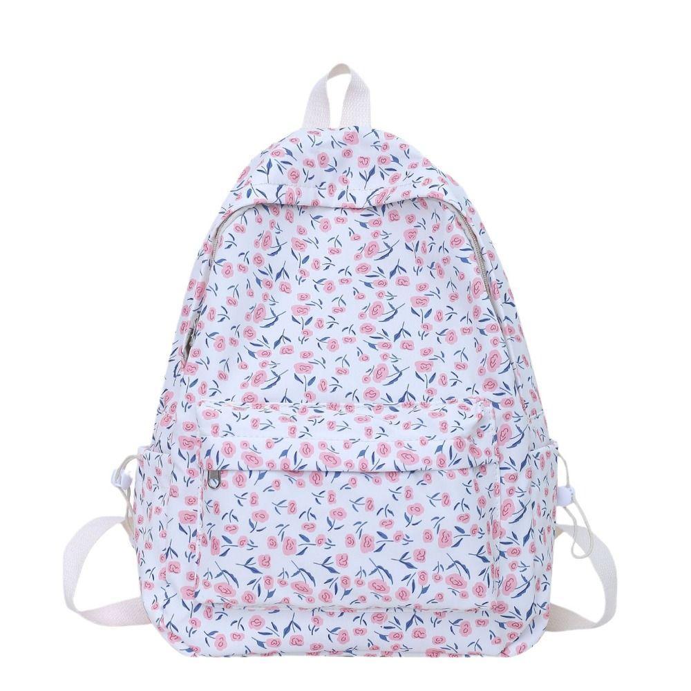 Fashion Students Backpack Aesthetic Shoulder Bag High Quality Floral School Bag Travel