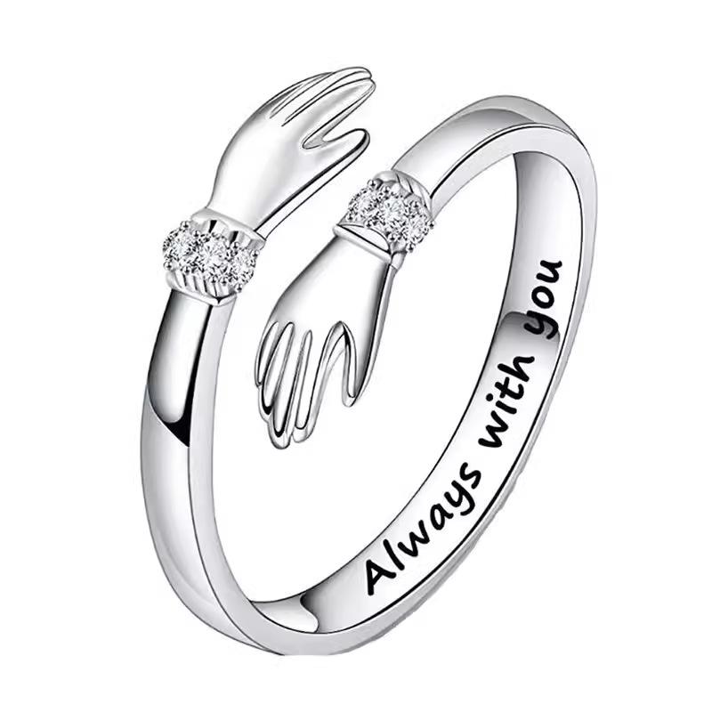 New 925 Silver Ring 5A Zircon Embrace hand for Women Wedding Luxury Jewelry Engagement Charm Fashion Party Gifts