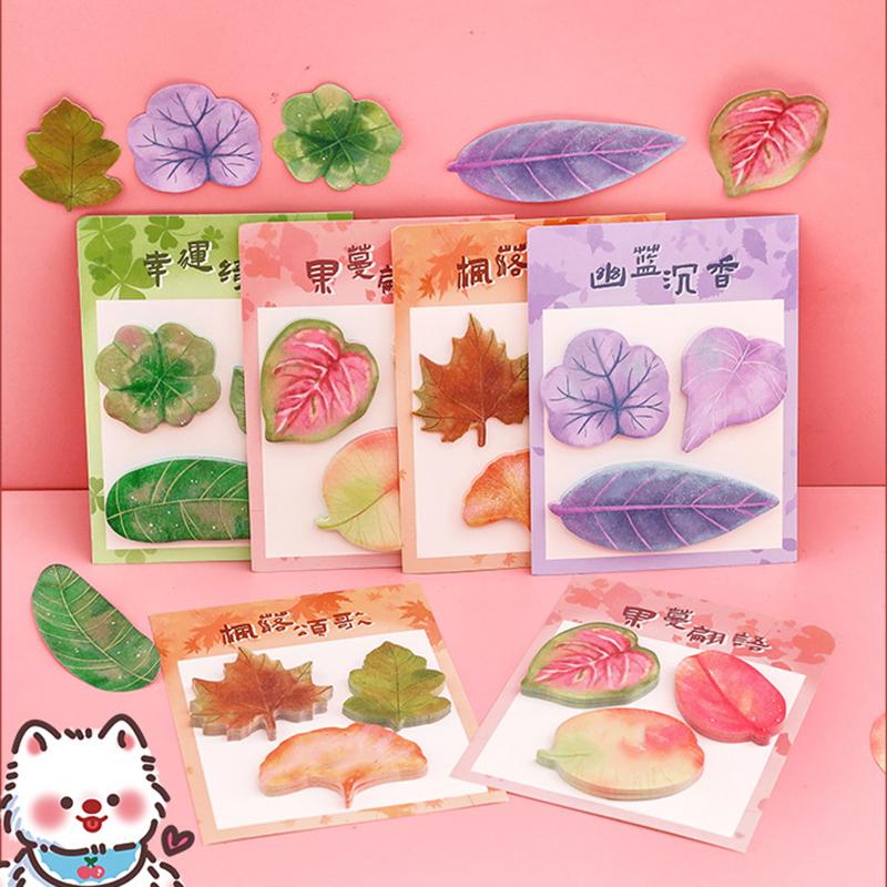 1 Piece Kawaii Stationery Natural Plant Leaf Sticky Note Memo Pad Office Planner Sticker School Supplies