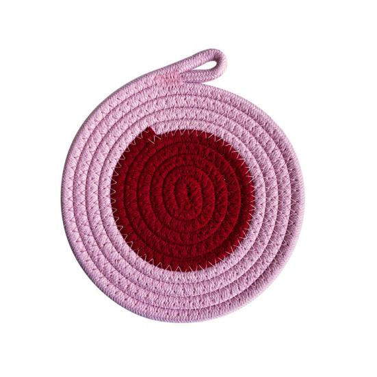 Cotton Rope Coaster, Color Block Heat Insulation Mat for Table, Thickened Potholder for Hot Dishes, Farmhouse Cup Mat