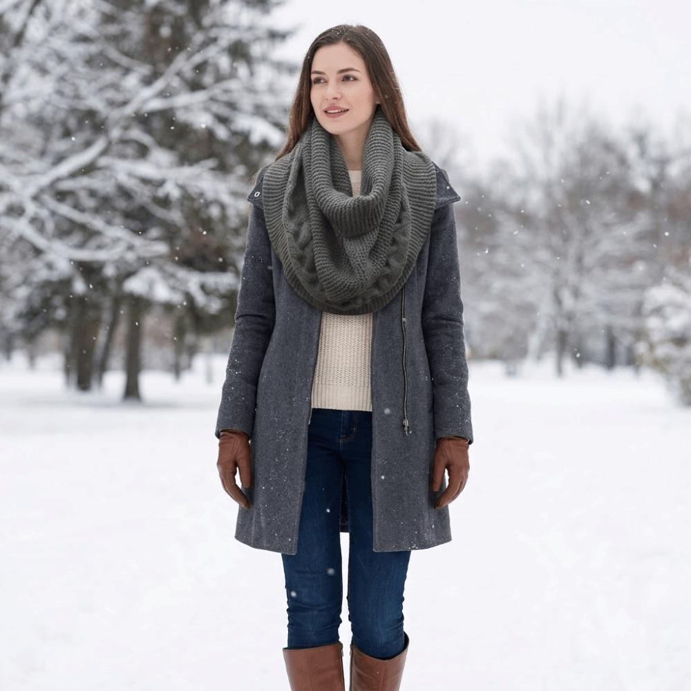 2-in-1 Neck Warmer Knit Neck Cover Chic Turtleneck Loop Scarf Commute