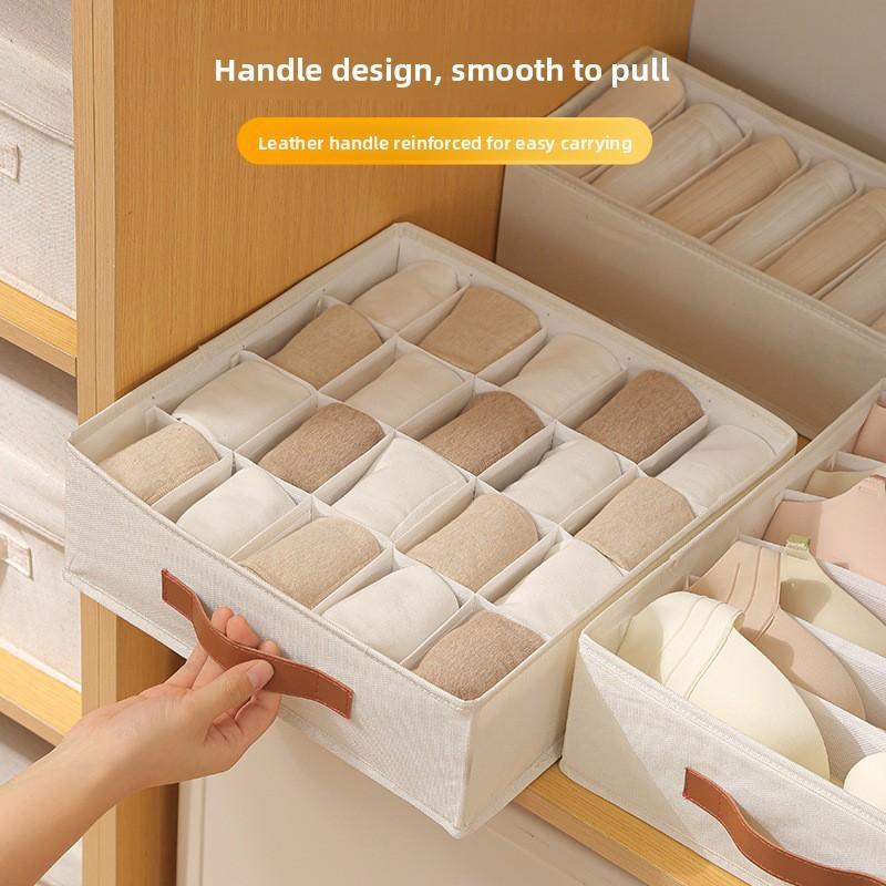 Fabric Foldable Storage Box With Dividers For Wardrobe Organization And Clothing Storage