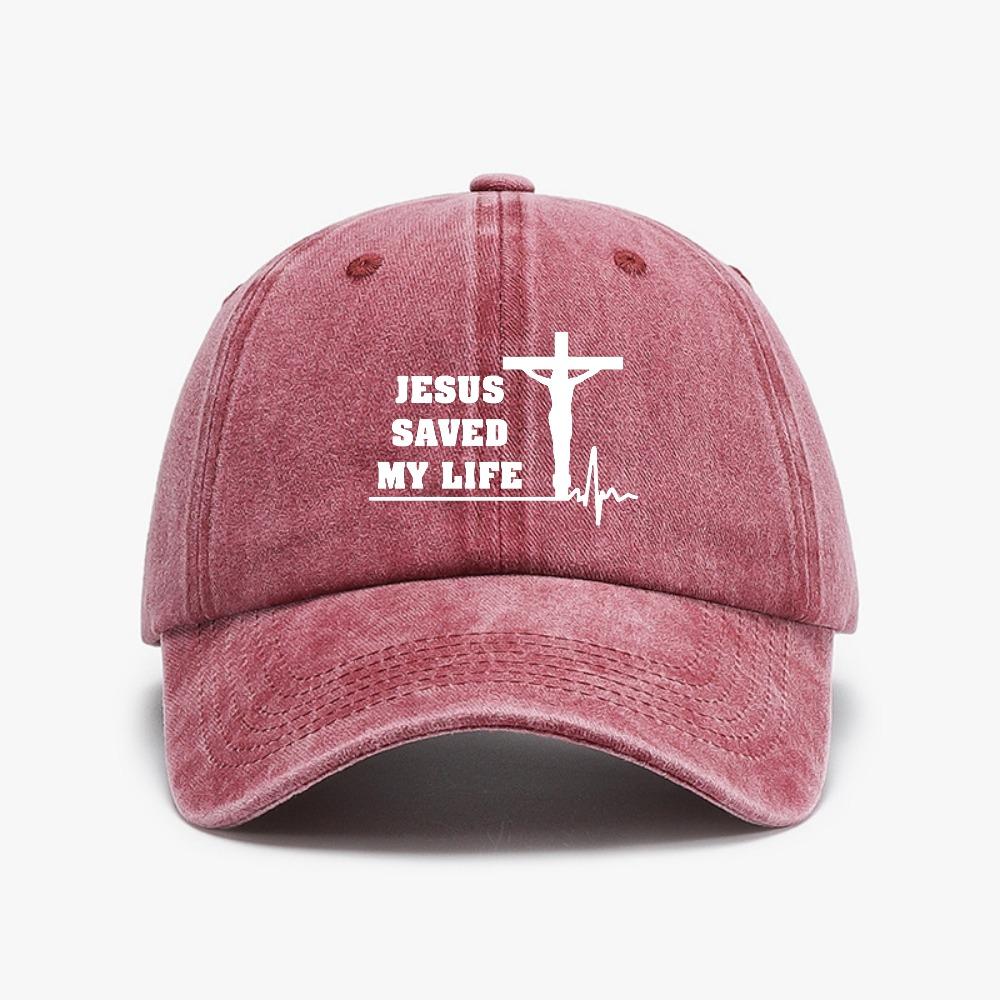 Jesus Saved My Life Hat Christian Washed Denim Baseball Cap Fashion Casual Unisex Women Adjustable Snapback Hats bone