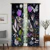 Elegant Vintage Floral Butterfly Print Jacquard Polyester Doorway Curtains with Tie Back Machine Washable Pastoral Theme Boho