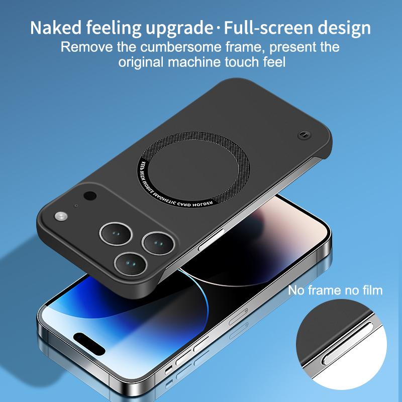 Premium Ultra Slim Frameless Magnetic Cases for IPhone 17 Air 16E 15 14 Plus 13 12 Pro Max Wireless Charging PC Hard Back Covers