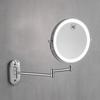 Wall-Mounted LED Vanity Mirror, Double-Sided with Light and Magnifier, Punch-Free Folding Design for Bathroom and Hotel Use