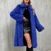Women's Fashion Plush  Jacket Casual Solid-color Long-sleeved Cardigan Long Coat