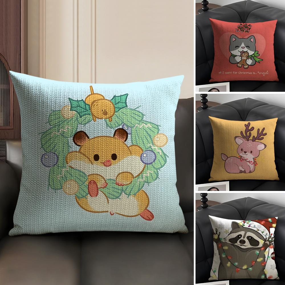 Fashing Animals On the Internet Pillow Case Natural Linen Double-Sided Printing Sofa Home Decor Cushion Cover