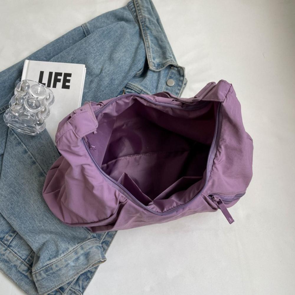 Korean Style Nyl Shoulder Bag Tote Bag Large Capacity Casual Dumpling Bag Solid Color Fold Oxford Cloth Girls